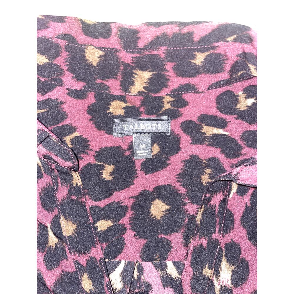 Talbots Leopard Print Button Down Blouse Size M - image 5